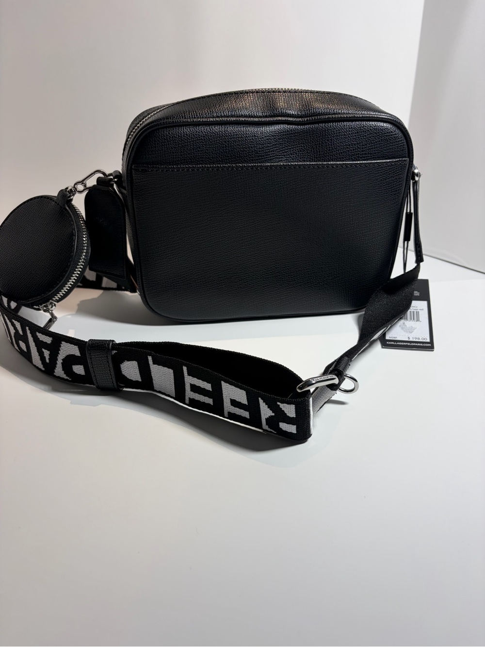 Karl Lagerfeld Black Crossbody with Red, Rose and Pink Heart Motif - Picture 7 of 16